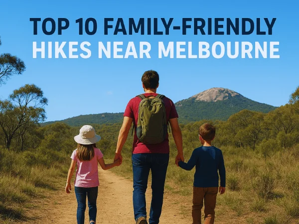 Family-hiking-together-on-a-peaceful-forest-trail-near-Melbourne-with-trees-and-sunlight-filtering-through.