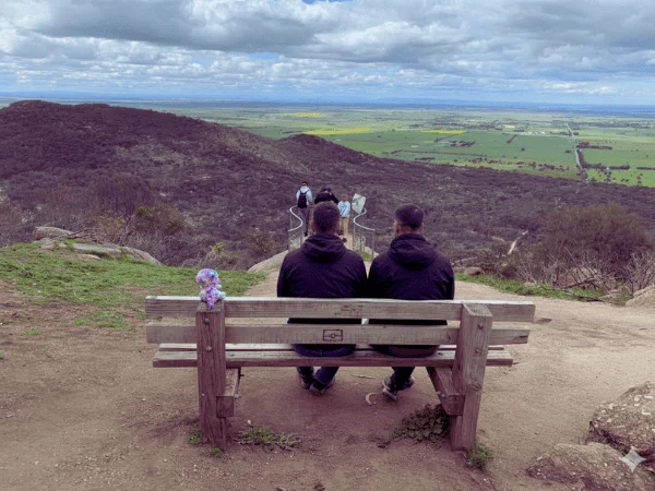 Picnic-setup-at-Big-Rock-area-in-You-Yangs-with-hill-views
