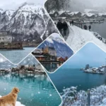 Snowfall in Iseltwald village beside Lake Brienz during winter in Switzerland