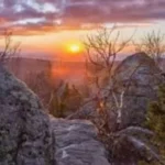 Scenic nature landscape near Jamieson in Victoria at sunset