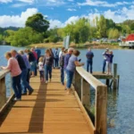 Visitors on Bridge at Lake Daylesford