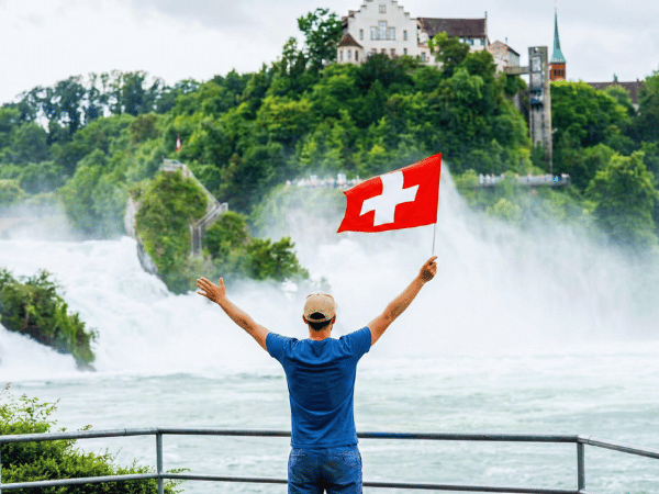 Rhein Falls Switzerland with powerful cascading water and scenic viewpoints along the Rhine River