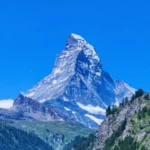 The Matterhorn mountain covered in snow during winter in the Swiss Alps