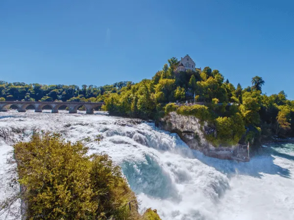 Schloss Laufen castle overlooking Rhein Falls Switzerland