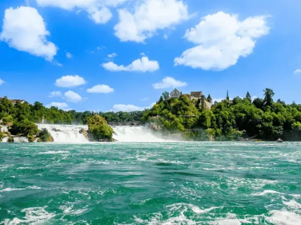 Central rock viewpoint at Rhein Falls Switzerland