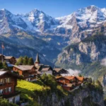 mürren switzerland cliffside village with panoramic views of eiger mönch and jungfrau in the bernese alps