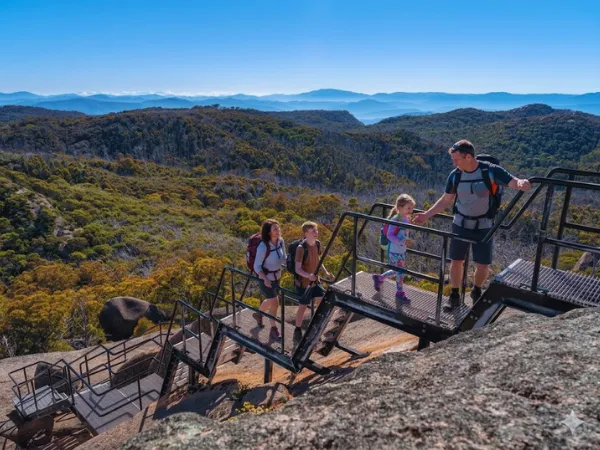 Lookout platform on Room With a View Walk overlooking Victoria High Country.