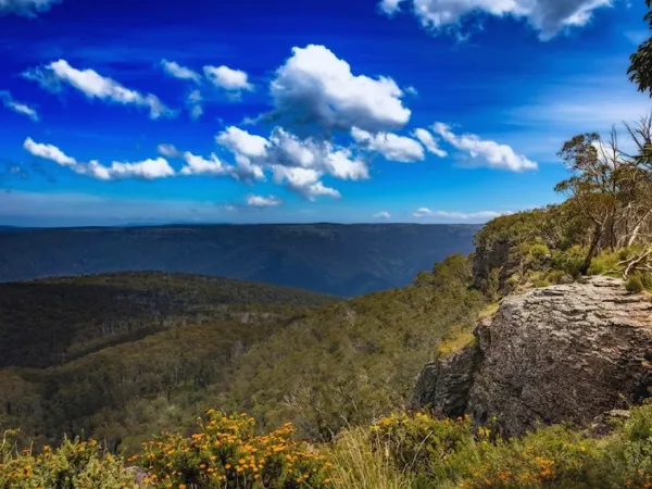 Scenic mountain landscape viewed from Room With a View Walk in Dinner Plain Victoria.