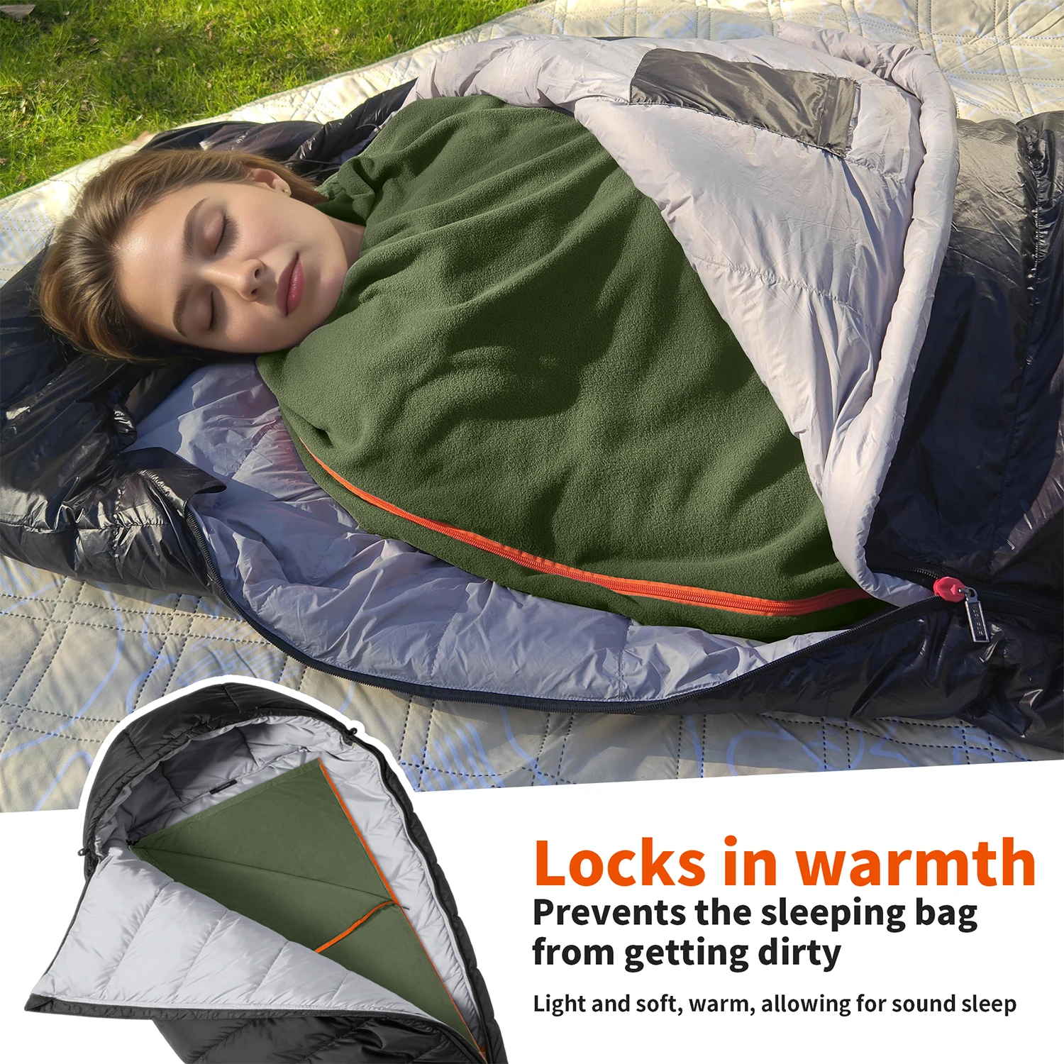 Warm Fleece Sleeping Bag Liner for Outdoor Travel 2