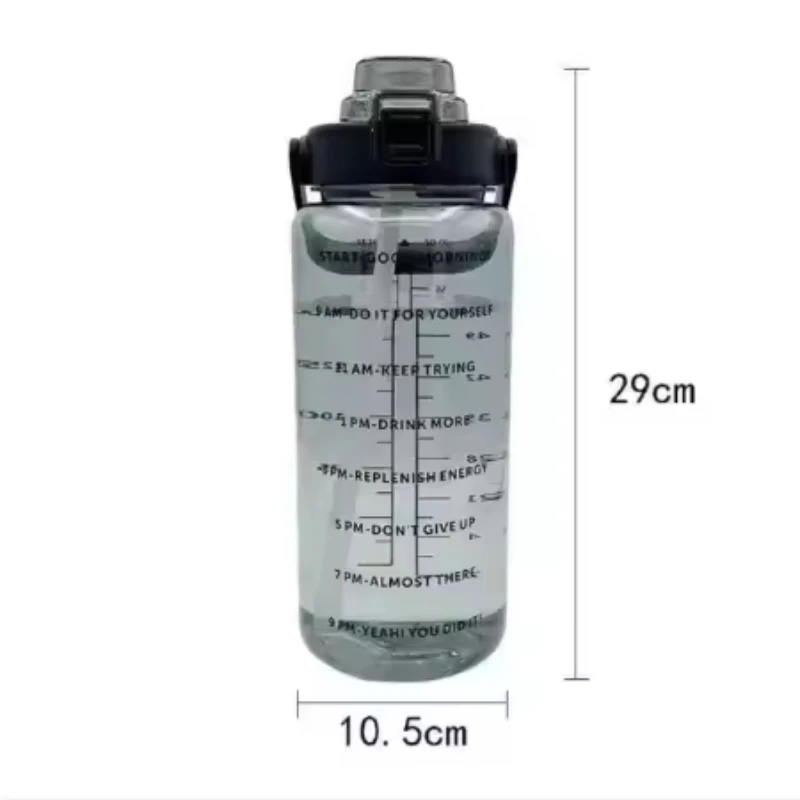 2L Water Bottle with Straw & Time Marker for Sports 5