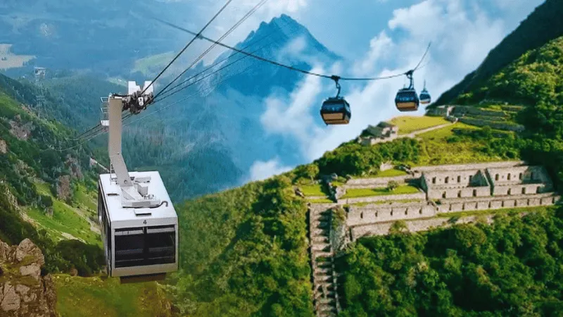 Cable car concept for accessing Choquequirao ruins in Peru