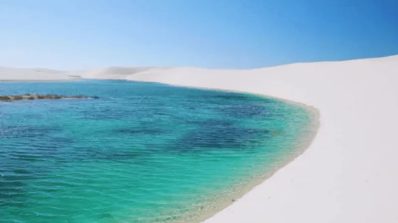 Crystal-clear lagoon at Lençóis Maranhenses National Park Brazil