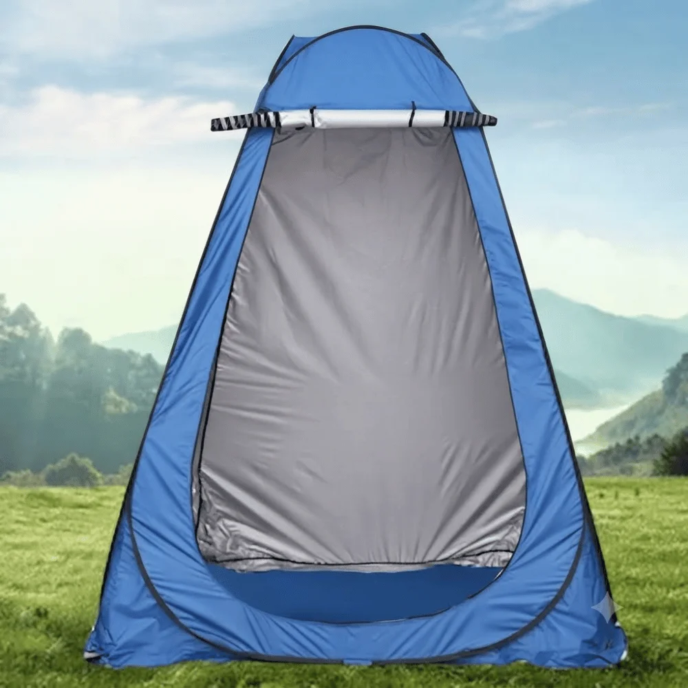 Portable pop-up camping shower tent for outdoor privacy, changing, and showering