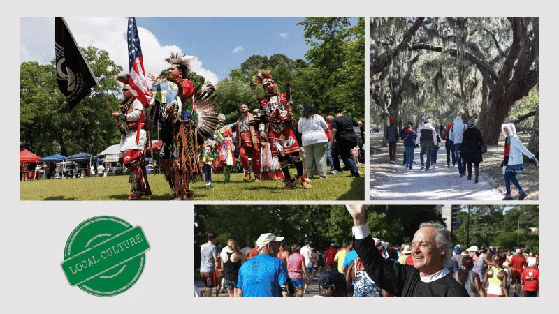 Local cultural traditions near Cumberland Island National Seashore including Native American dance and community events