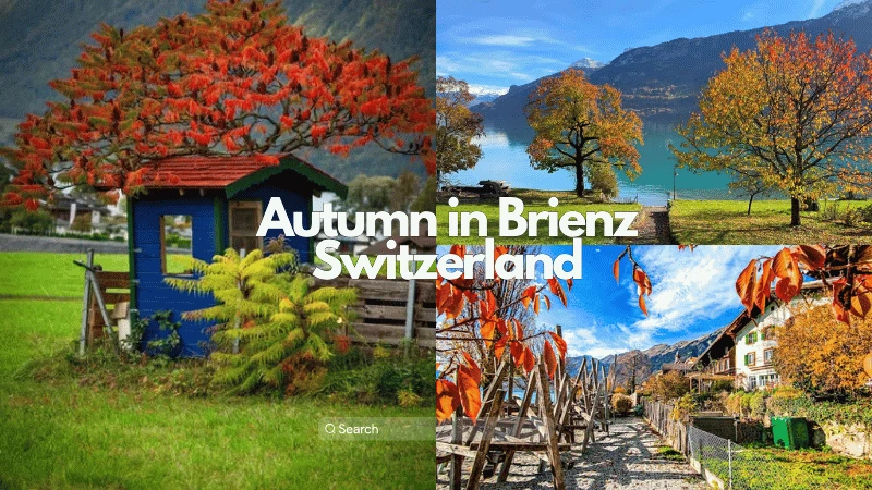 Autumn in Brienz Switzerland with traditional wooden houses by the lake