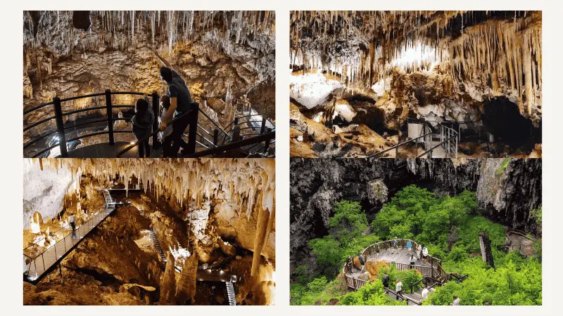 Stalactites and viewing walkways inside limestone caves near Margaret River in Leeuwin-Naturaliste National Park